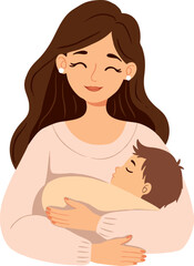 Loving Mother Cradling Her Sleeping Baby