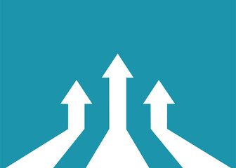 Three Upward Arrows Growth Direction Concept Illustration in Minimal Flat Vector Style for Business Strategy Design