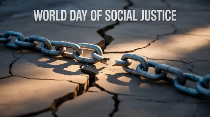 A Powerful Broken Chain Lying on Cracked Concrete Ground