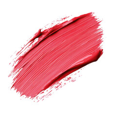 A bright red stroke on white canvas reveals the smooth texture and vivid color of the paint