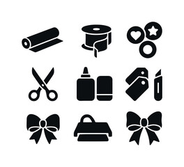 Creative Napkin Icons. Festive napkins folded into creative shapes. Filled icon set of festive napkins folded