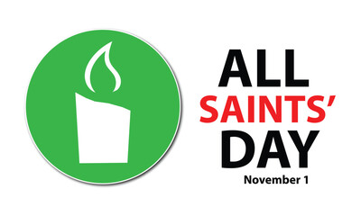 All Saints&rsquo; Day Poster Design with Candle Icon and November 1 Text in Clean Minimal Vector Style,