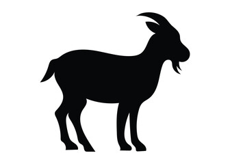 Goat Silhouette Icon in Black Flat Vector Style for Farming, Livestock and Eid al Adha Design