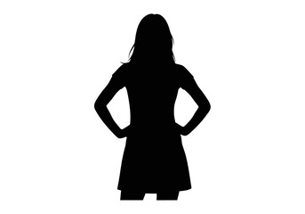 Silhouette of a Woman in Dress with Hands on Hips.