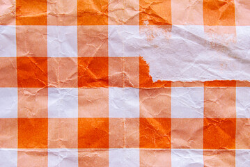 A sheet of wrinkled buffalo plaid paper texture as background