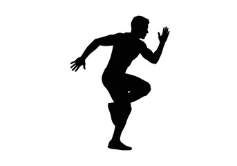 Silhouette of a Muscular Man Running with Determination and Speed.