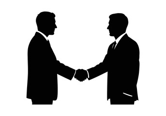 Business Handshake Silhouette: Two Men in Suits Concluding a Deal.