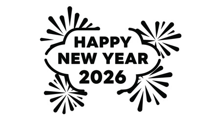 Obraz premium Festive new year graphic with fireworks and text in a dark silhouette