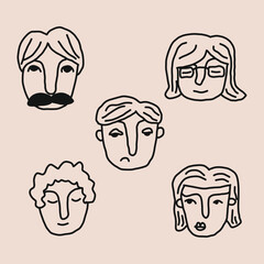 hand drawn people drawing face cartoon illustration
