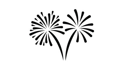 Two black fireworks bursts with stems a striking visual silhouette