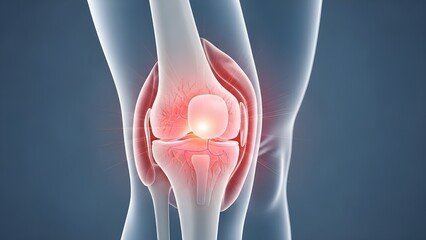 Medical animation showing knee joint pain and inflammation, highlighting injury and orthopedic health issues.