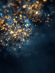 Blue and gold Abstract background and bokeh on New Year's Eve. AI generativ.