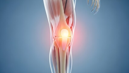 Medical animation displaying lower leg joint pain and inflammation, emphasizing musculoskeletal injury and orthopedic health.