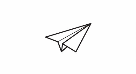 Paper airplane line drawing on white background