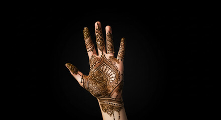 Open hand on black background