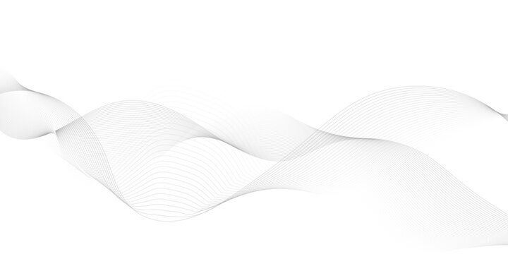 White wave curve lines banner background design. Abstract soft wave lines dynamic flowing gray light isolated background. Vector Illustration of the gray pattern of lines. Black stripes on white .