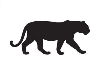 Simple Design of Silhouette of Tiger Walking Vector illustration