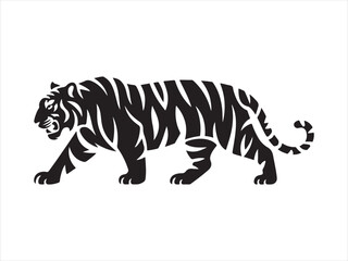 Simple Design of Silhouette of Tiger Walking Vector illustration