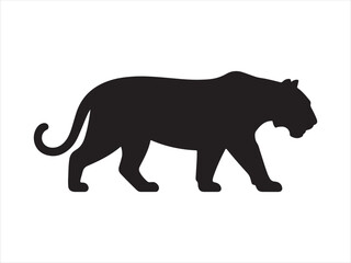 Simple Design of Silhouette of Tiger Walking Vector illustration