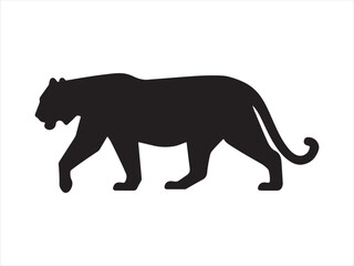 Simple Design of Silhouette of Tiger Walking Vector illustration