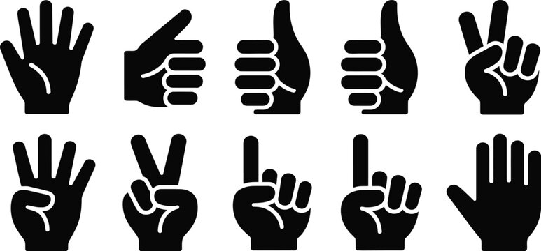 Common hand gestures illustrated Vector