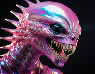 Alien creature ferocity in digital rendering
