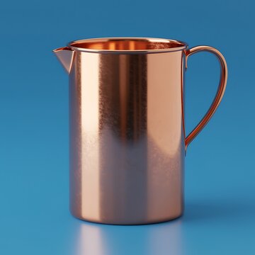 Copper Pitcher on Blue Background