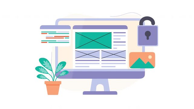 Web development animation coding security focus. Suitable for websites or blogs related to cybersecurity.