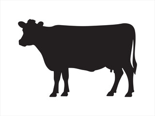 Silhouette cow livestock, farm logo. Cow graphic icon. Cow black silhouette vector isolated on white background. 