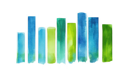 Fototapeta premium Abstract Watercolor Bar Chart Graphic with Blue and Green Gradient Textures
