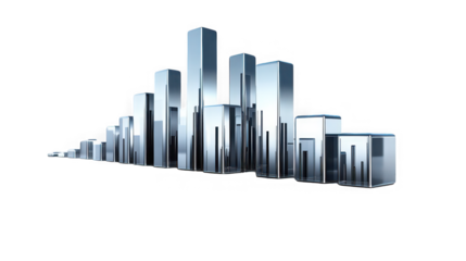 Abstract Modern Glass Skyscrapers - 3D Illustration of Futuristic City Skyline Isolated on White