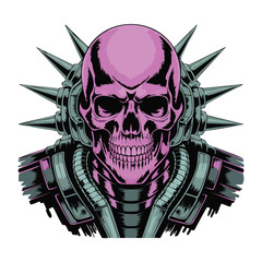 Purple Skull with Spiked Armor Graphic Illustration.