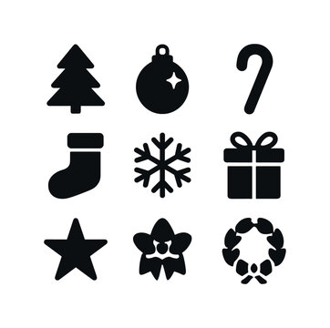 Carol Night Icons. Carol night performance. Filled icon set of carol night performance: caroler stance, hymnal