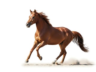 Obraz premium Running Brown Horse Isolated on White.