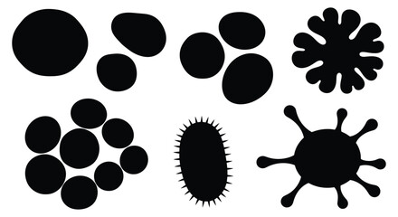 Fototapeta premium Cell and bacteria silhouettes on white background