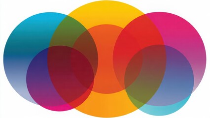 Obraz premium Colorful overlapping circles with smooth gradients, abstract geometric background in modern style.