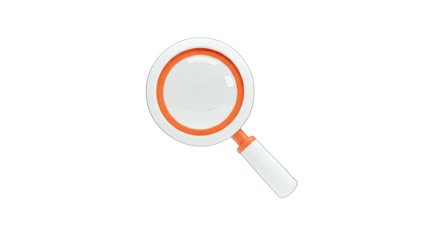 Magnifying Glass Examining on White Background