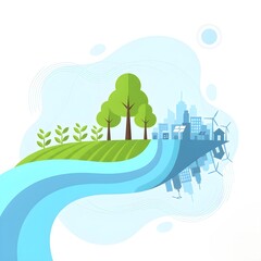 Sustainable Urban Landscape with Nature's Reflection