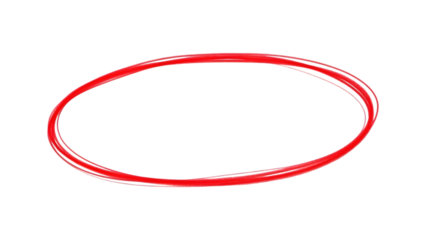 Red oval shape with white highlights on black isolated on a transparent background