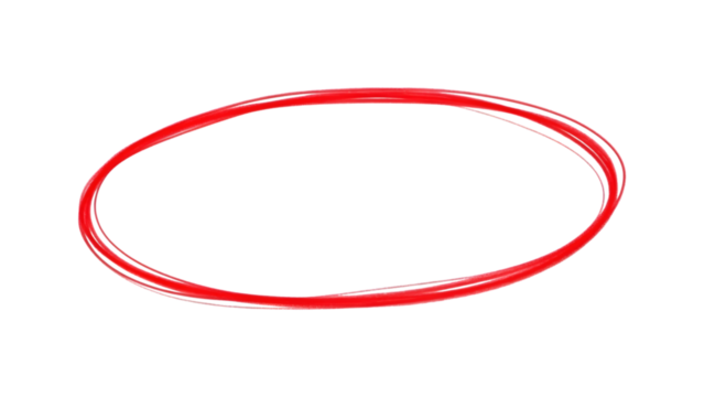 Red oval shape with white highlights on black isolated on a transparent background - Powered by Adobe