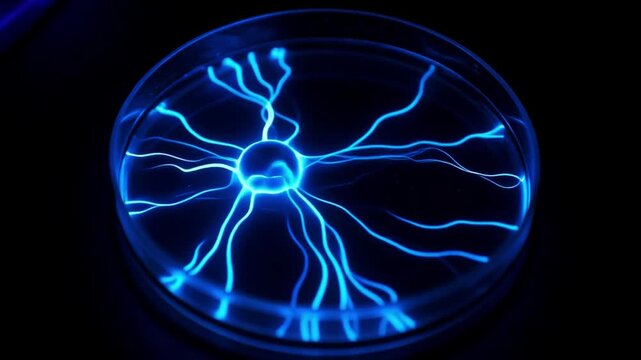 Glowing Blue Chemical Spreading In Petri Dish Like Neural Pathways
