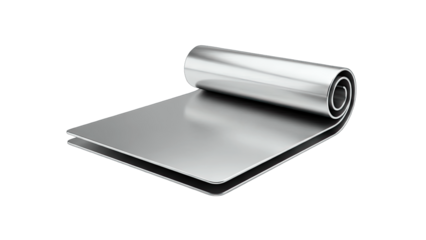 Metal Sheet Rolled Up on White Background