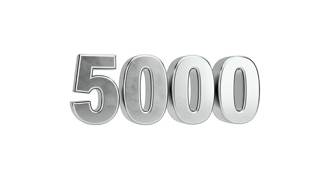 Metallic 5000 Number on White Background