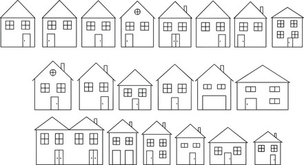 House Outline Icon Set for Real Estate Home Property and Residential Design