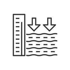 Water Level Down Icon - Ebb Measurement Scale Icon