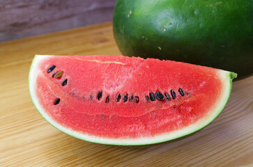 Watermelon, the red variety we commonly eat today is a later development and bred over centuries for extra sweetness