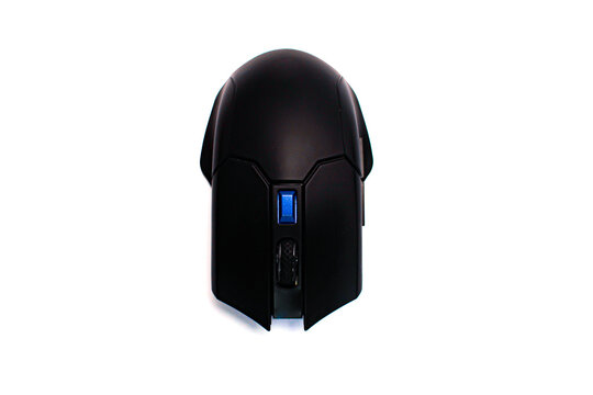 black wireless gaming mouse isolated on white background, Office wireless optical USB mouse computer
