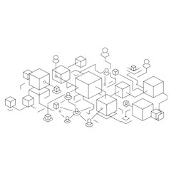 Technology Network Line Art Vector Icons