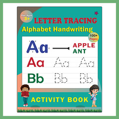 Letter Tracing Activity Book Cover &ndash; Alphabet Handwriting Practice for Kids