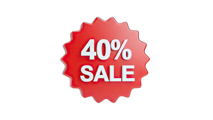 40% Sale Badge on White Background